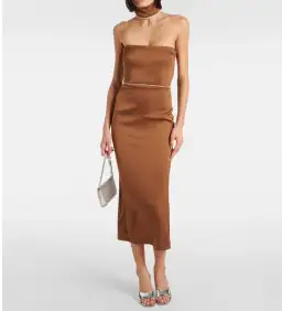 Alex Perry Crystal Embellished Satin Midi Dress Iron Size AU 10 for rent on The Volte - image 1