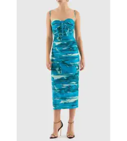 Rebecca Vallance Marine Mirage Midi Dress Blue Size 10 for rent on The Volte - image 2