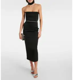 Alex Perry Crystal-embellished Satin Midi Dress Black Size 8 for rent on The Volte - image 1