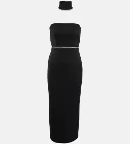 Alex Perry Crystal-embellished Satin Midi Dress Black Size 8 for rent on The Volte - image 5