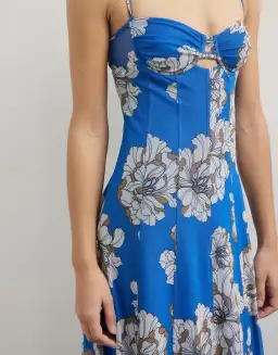 Lover Cleo Bustier Mesh Maxi Dress Blue Floral Size 10 for rent on The Volte - image 2