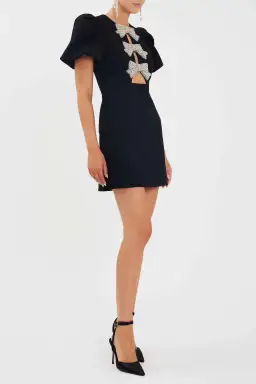 Rebecca Vallance Juliana Puff Sleeve Mini Dress Black Size 12 for rent on The Volte - image 2