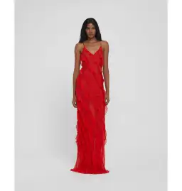 Rat & Boa Cecilia Ruffle Maxi Dress Red Size M / AU 10