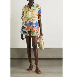 Zimmermann Alight Short Sleeve Shirt and Draw Waist Short Nautical Map Size 1 / AU 10