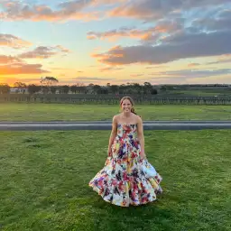 Leo Lin Poise Bustier Midi dress in Water Poise Print Size 10 for rent on The Volte - image 1