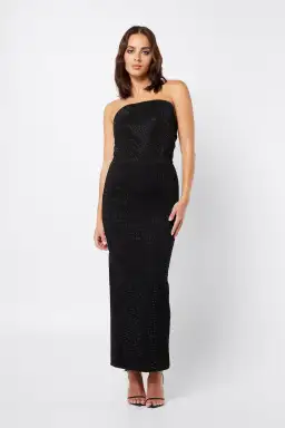 Mossman Silver Lining Midi Dress Black Size 10