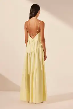 Shona Joy Maiori Tiered Maxi Dress in Lemon Size 8 for rent on The Volte - image 3