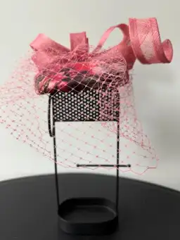 Olga Berg Pill Box Headwear with Netting Pink One Size