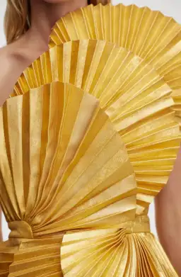 Acler Abbotsford Mini Dress in Honey Gold Metallic Size 12 for rent on The Volte - image 4