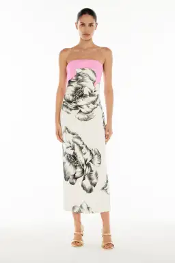 Manning Cartell Overbloom Midi Dress White/Black Floral Size 8