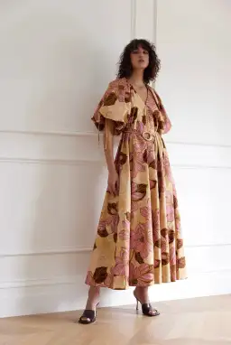 Kinney Elle Puff Sleeve Maxi Dress Rosa Floral Size XXL / AU 16