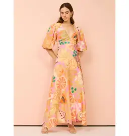 By Nicola Bolero Maxi Gathered Neckline Dress In Fruit Punch Size AU 10