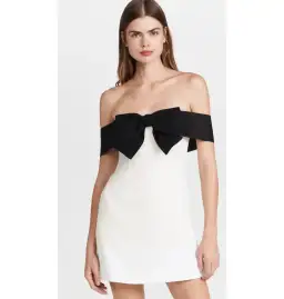 Self-Portrait Off-Shoulder Bow Mini Dress White Size AU 6 for rent on The Volte - image 3