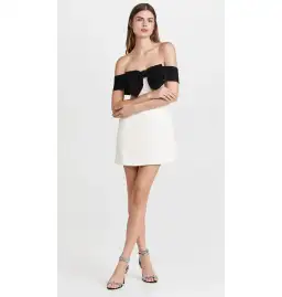 Self-Portrait Off-Shoulder Bow Mini Dress White Size AU 6 for rent on The Volte - image 1