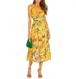 Zimmermann Tropicana Cut Out Midi Dress in Mango Floral Size 0 / AU 8