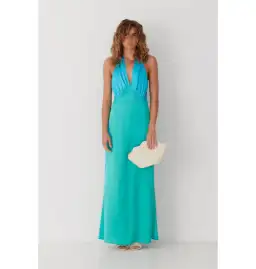 The Wolf Gang Oahu Slip Dress In Aquamarine Size AU 10
