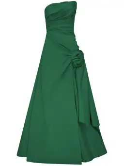 Rachel Gilbert Beki Strapless Taffeta Gown Emerald Size 14