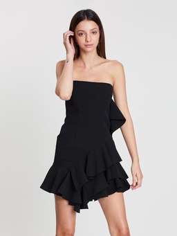 By Johnny Lily Strapless Flounce Mini Dress Black Size 6 for rent on The Volte - image 1