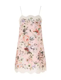 Zimmermann The Acacia Scallop Mini Dress in Pink Floral Size 0 / AU 8  for rent on The Volte - image 3