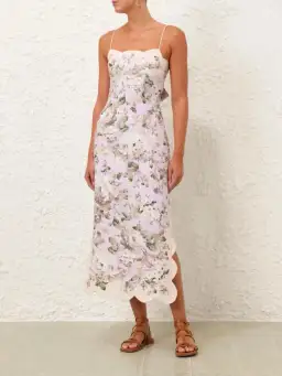 Zimmermann The Acacia Scallop Midi Dress in Lilac Floral Size 0/Au 8  for rent on The Volte - image 2