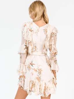 Zimmermann Folly Flutter Mini Dress Cream Bird Floral Size 8 for rent on The Volte - image 3