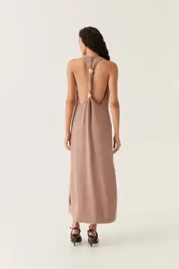 Aje Intrigue Twist Back Midi Dress in Chocolate Brown Size AU 10  for rent on The Volte - image 3