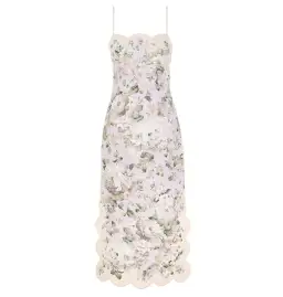 Zimmermann Acacia Scallop Midi Dress in Lilac Floral Size 1 / AU 10  for rent on The Volte - image 1