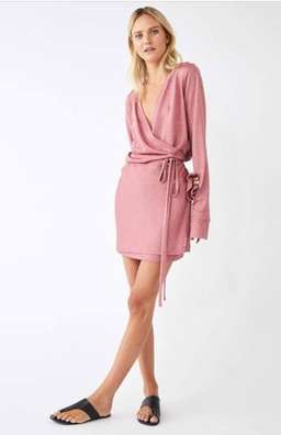 Kacey Devlin Formation Mini Wrap Dress Metallic Pink Size 10 for rent on The Volte - image 1