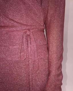 Kacey Devlin Formation Mini Wrap Dress Metallic Pink Size 10 for rent on The Volte - image 6