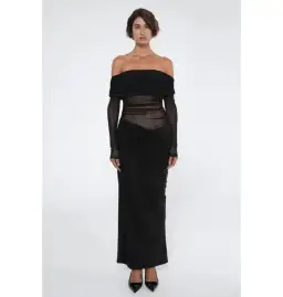 Benni Yasmin Off-Shoulder Maxi Dress Black Size AU 8