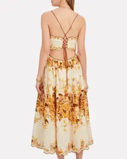 Zimmermann Aliane Scallop Midi Dress Amber Floral Size 8 for rent on The Volte - image 3