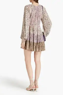 Tigerlily Livana Fabia Patchwork Long Sleeve Mini Dress Lilac Floral Size 12 for rent on The Volte - image 2