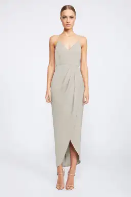 Shona Joy Core Cocktail Dress Oyster Grey Size 8