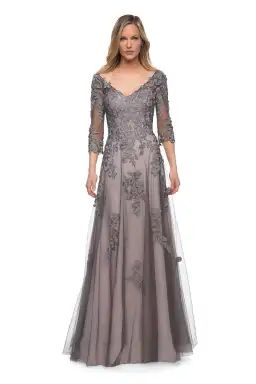 La Femme 29205 Mother Of The Bride Gown Dress Grey Size 20