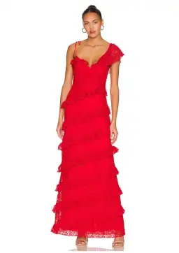 Tularosa Kristen Lace Gown Cherry Red Size 6 for rent on The Volte - image 1