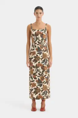Sir The Label Primrose Ruched Midi Dress Ivory Tapestry Size 2/Au 10 for rent on The Volte - image 1
