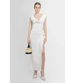 Magda Butrym Draped Neck Dress White Size 6 