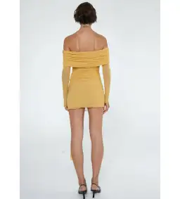 Benni Yasmin Off-Shoulder Mini Dress Mustard Size 10  for rent on The Volte - image 2