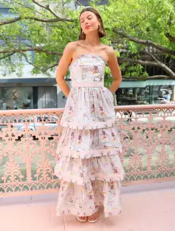 Aqua Blu Moonflower Heidi Dress, Size AU 8, Strapless Maxi Tiered Ruffles  for rent on The Volte - image 3