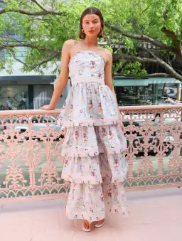 Aqua Blu Moonflower Heidi Dress, Size AU 8, Strapless Maxi Tiered Ruffles  for rent on The Volte - image 8