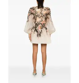 Zimmermann Illustration Draped Mini Dress in Tea Rococo Floral Size 3 / AU 14 for rent on The Volte - image 2
