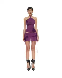 Violet Halterneck Top and Aster Mini Skirt Set in Purple Size AU 6