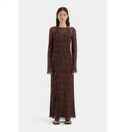 Sir The Label Toni Long Sleeve Dress in Chocolate Polka Dot Size 1 / AU 8 for rent on The Volte - image 2