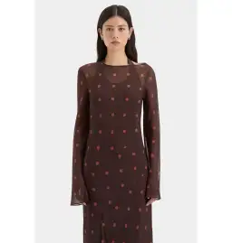 Sir The Label Toni Long Sleeve Dress in Chocolate Polka Dot Size 1 / AU 8 for rent on The Volte - image 5