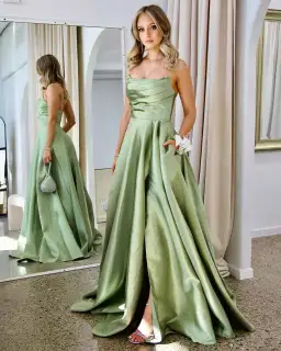 Nicoletta Paola Strapless Gown Pistachio Size 10