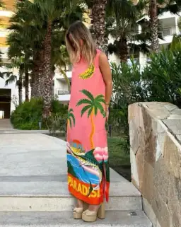 Alemais Paradiso Silk Midi Dress Pink Multi Size 10 AU for rent on The Volte - image 25