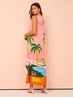 Alemais Paradiso Silk Midi Dress Pink Multi Size 10 AU for rent on The Volte - image 10