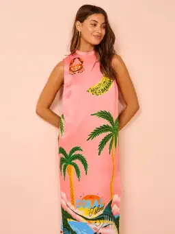 Alemais Paradiso Silk Midi Dress Pink Multi Size 10 AU for rent on The Volte - image 13