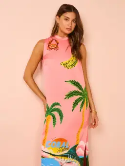 Alemais Paradiso Silk Midi Dress Pink Multi Size 10 AU for rent on The Volte - image 12