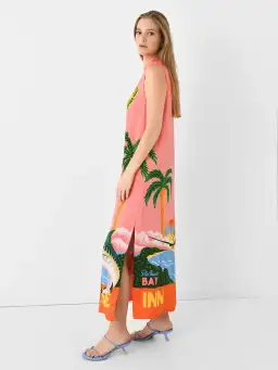 Alemais Paradiso Silk Midi Dress Pink Multi Size 10 AU for rent on The Volte - image 20